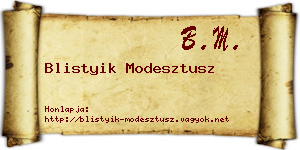 Blistyik Modesztusz névjegykártya